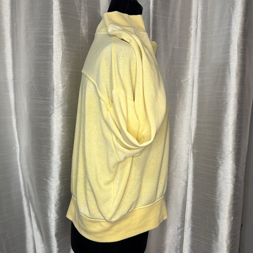Double Zero 1/4 Zip Drop Shoulder Women’s Large Lightweight Yellow Sweatshirt - Picture 5 of 8